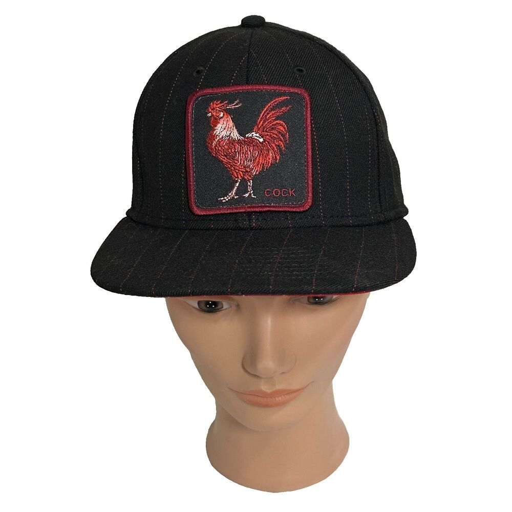 Goorin Bros‎ Hat Red Rooster Black Pinstriped Wool The Farm Snapback Cap
